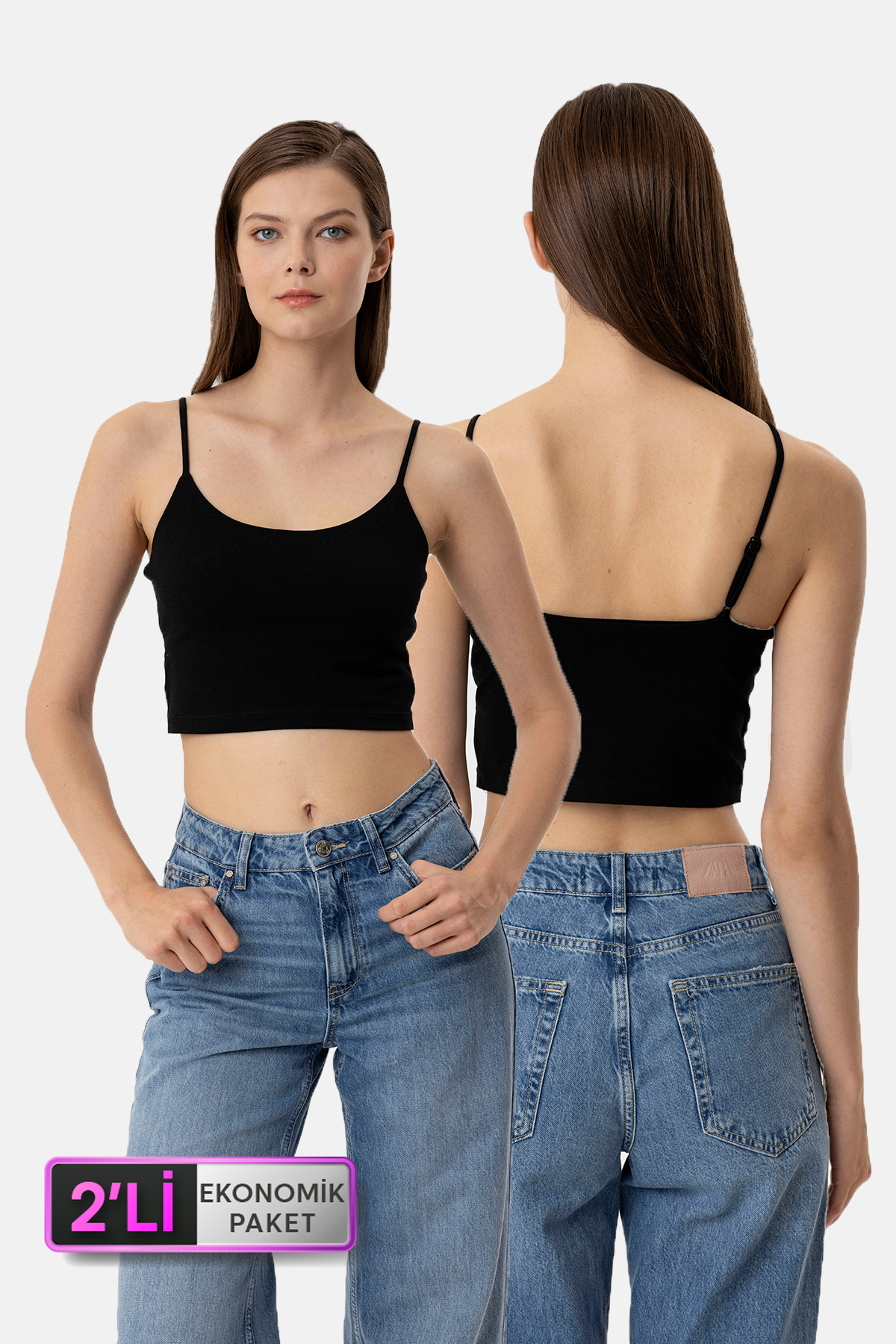 Pierre Cardin 2'li Ekonomik Paket 1207 Brian Pamuklu İnce Askılı Crop Atlet Set