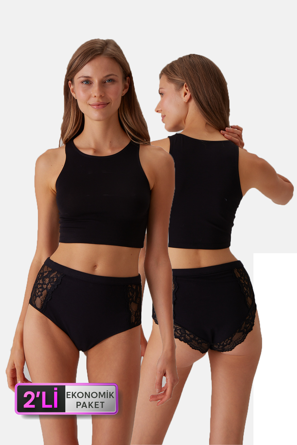 Pierre Cardin 2'li Ekonomik Paket 1210 Jesse Pamuklu Kalın Askılı Crop Atlet Set