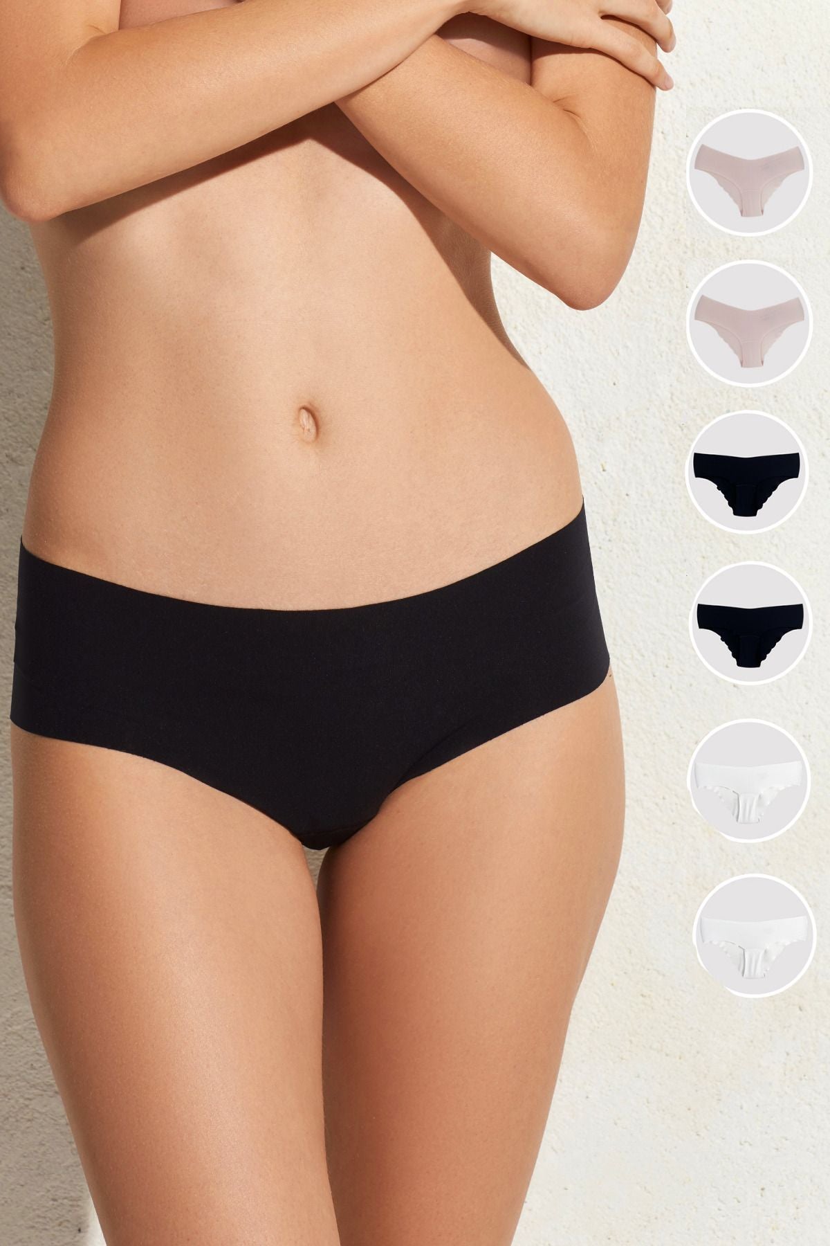 6'lı Ekonomik Paket Lazer Kesim İz Yapmayan Dikişsiz Hipster Micro Külot (Pamuklu Ağ)