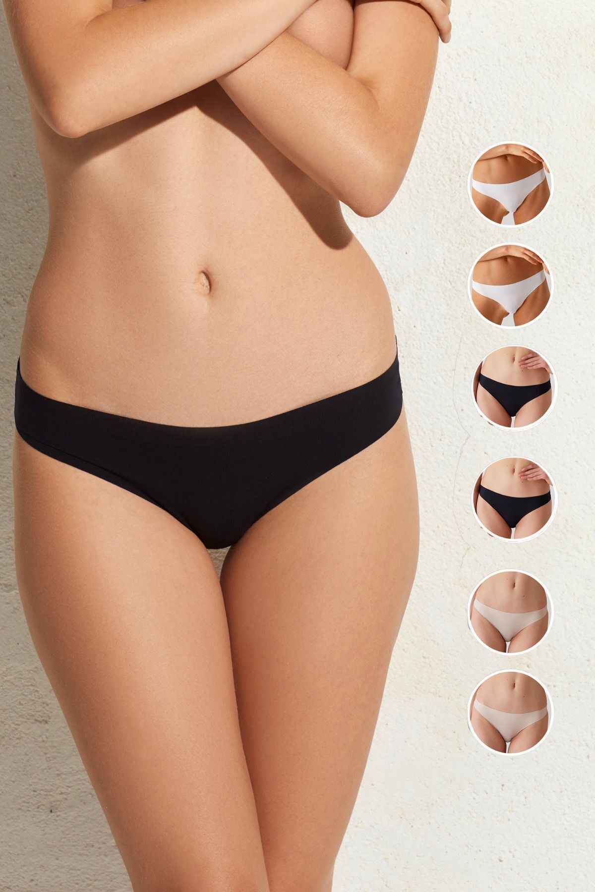 6'lı Ekonomik Paket Lazer Kesim İz Yapmayan Dikişsiz Micro Brief Külot (Pamuklu Ağ)